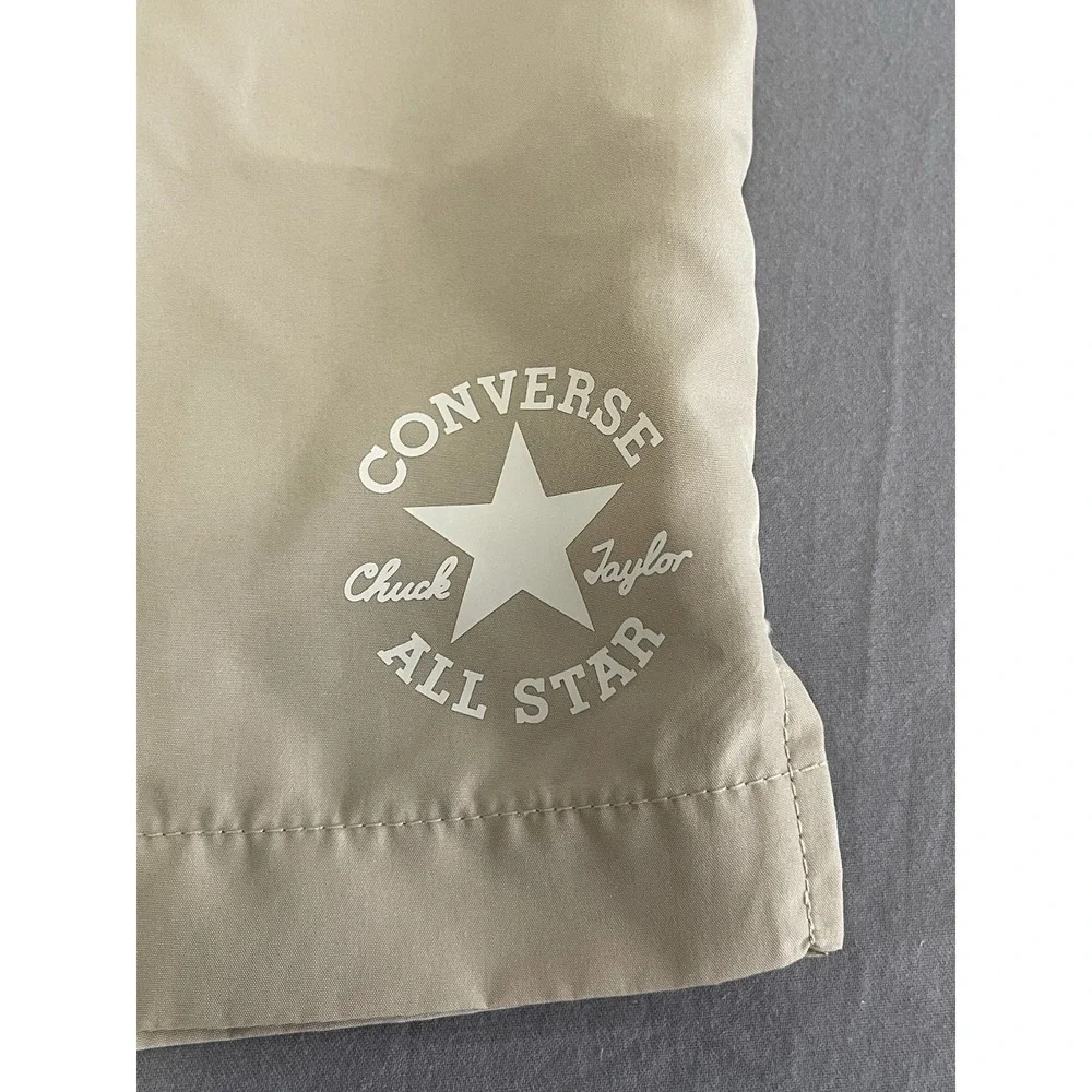 NEW CONVERSE Beige Logo Aop French Terry Shorts Sz L 116-122 CM 6-7 YRS Boy's